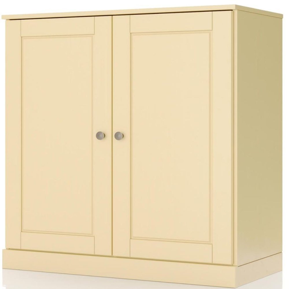 32" Yellow Solid Wood Free Standing Double Door Linen Cabinet