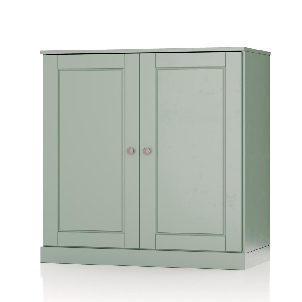 32" Sage Solid Wood Free Standing Double Door Linen Cabinet