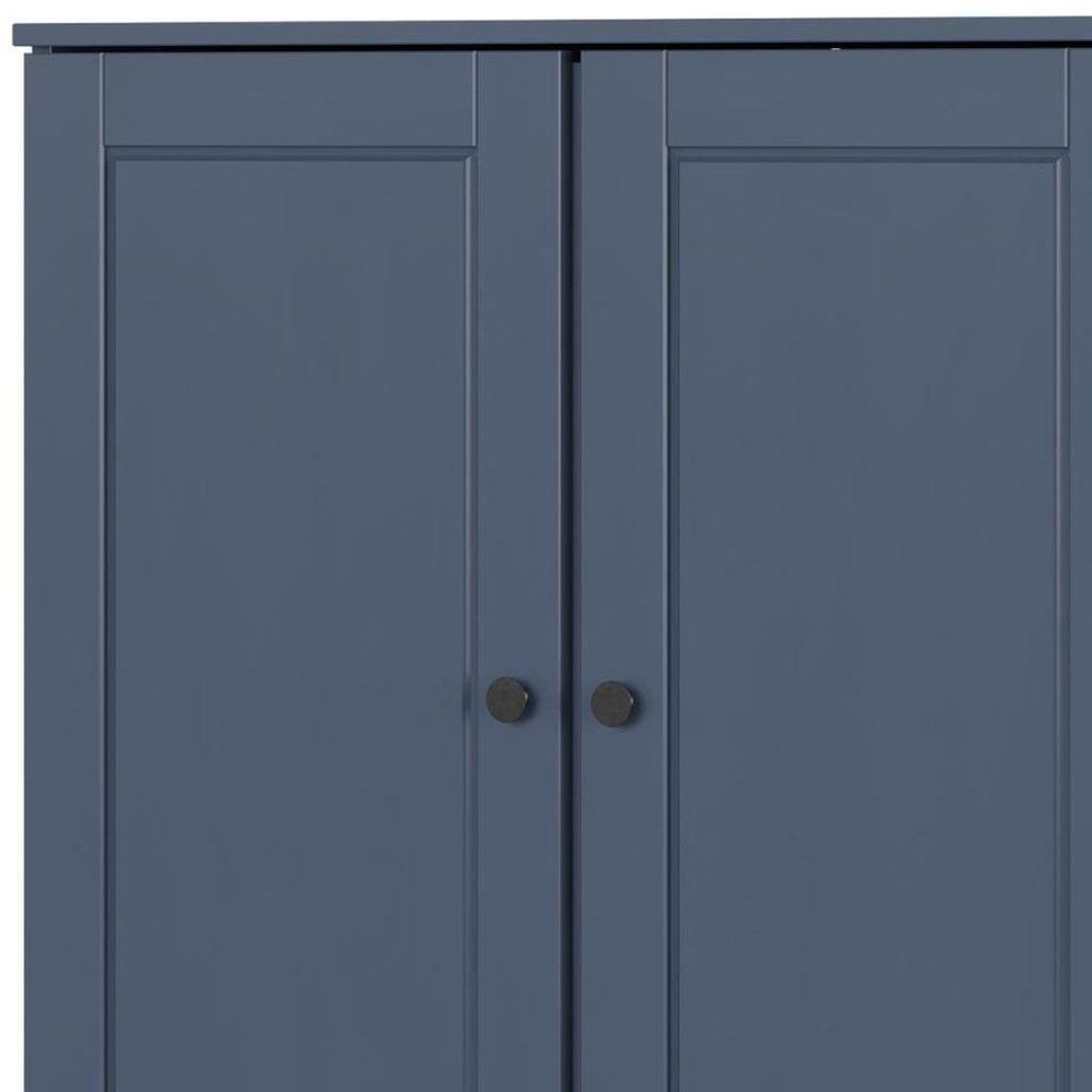 32" French Blue Solid Wood Free Standing Double Door Linen Cabinet