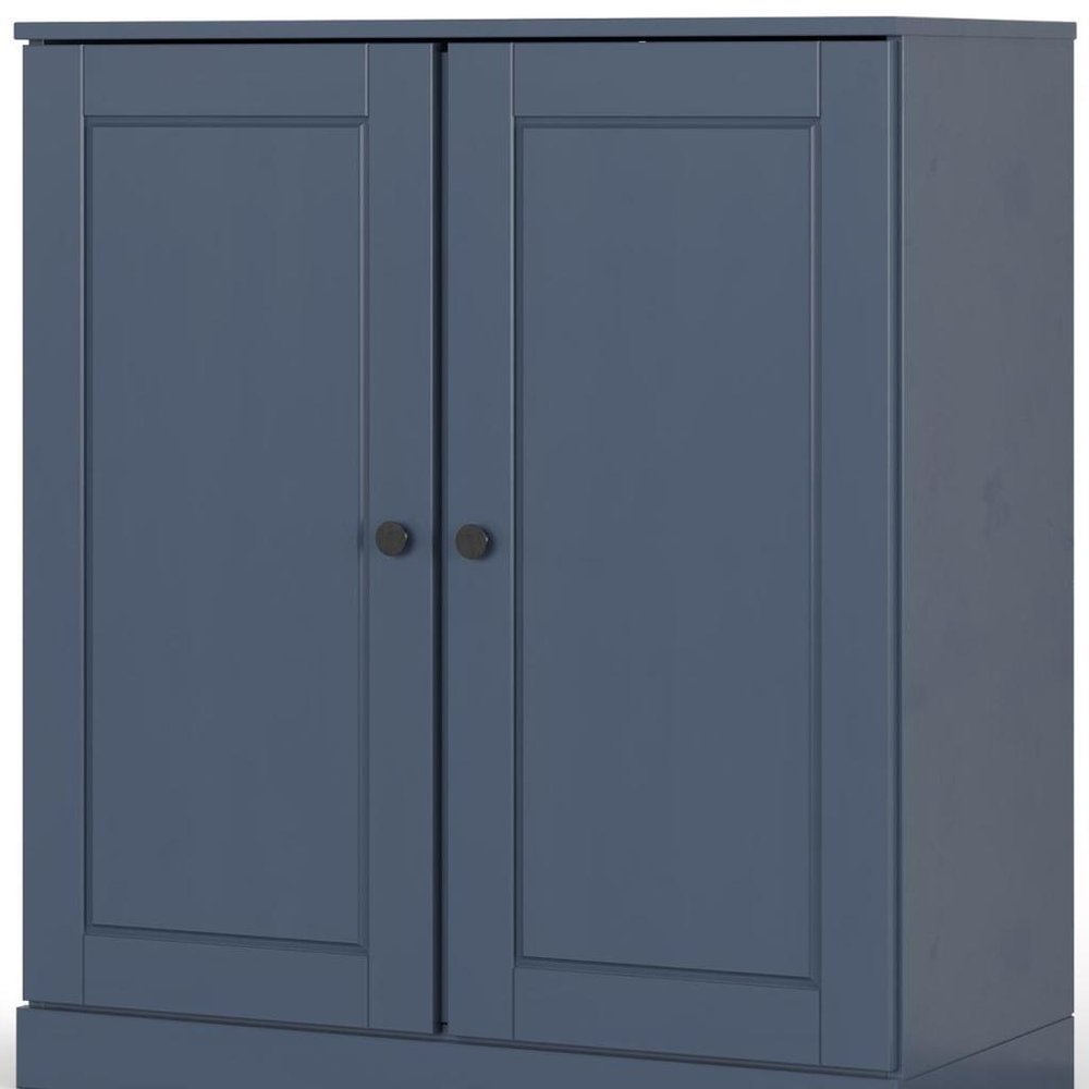 32" French Blue Solid Wood Free Standing Double Door Linen Cabinet