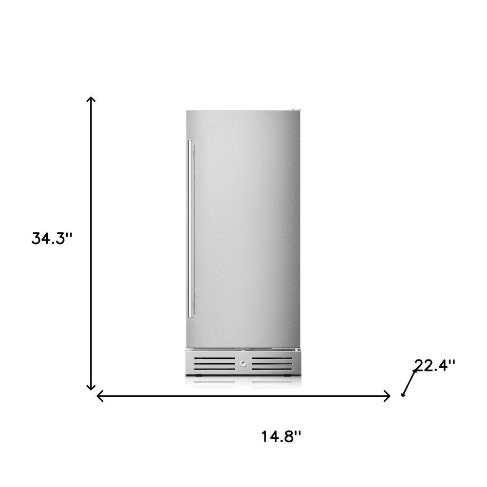 34" X 15" Silver Stainless Steel Single Compartment Can Beverage Refrigerator