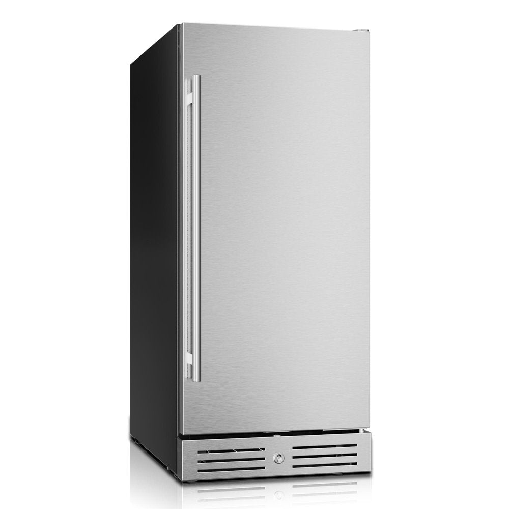 34" X 15" Silver Stainless Steel Single Compartment Can Beverage Refrigerator