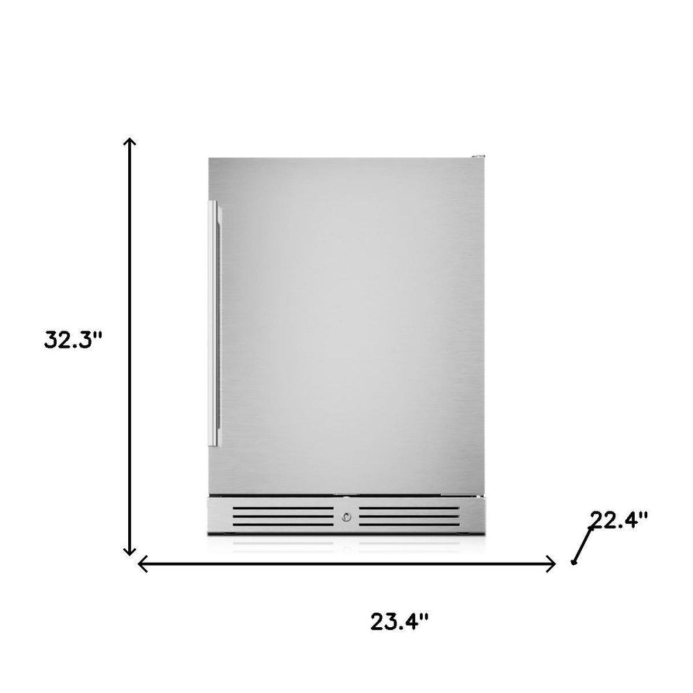32" X 23" Silver Stainless Steel Single Compartment Can Beverage Refrigerator