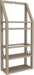 5" Brown Solid Wood Bathroom Storage Furniture Set. Bathroom storage in brown wood.