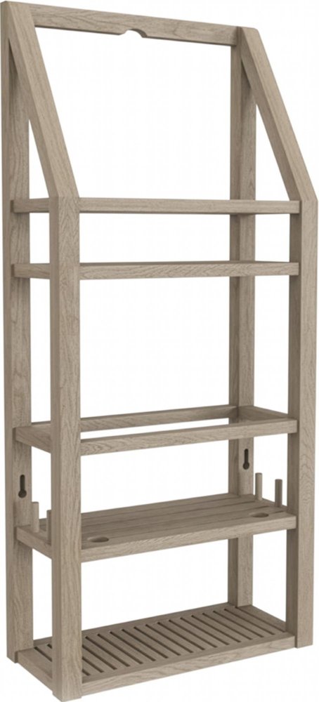 5" Brown Solid Wood Bathroom Storage Furniture Set. Bathroom storage in brown wood.