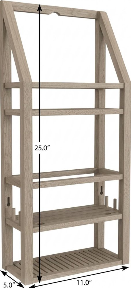 5" Brown Solid Wood Bathroom Storage Furniture Set. Bathroom storage in brown wood.