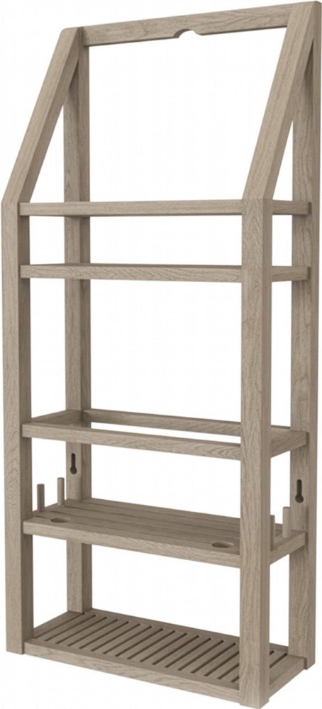 5" Brown Solid Wood Bathroom Storage Furniture Set. Bathroom storage in brown wood.