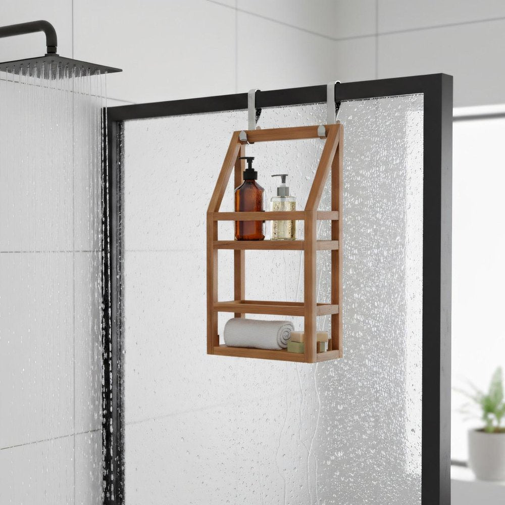 5" Brown Solid Wood Bathroom Storage Furniture Set