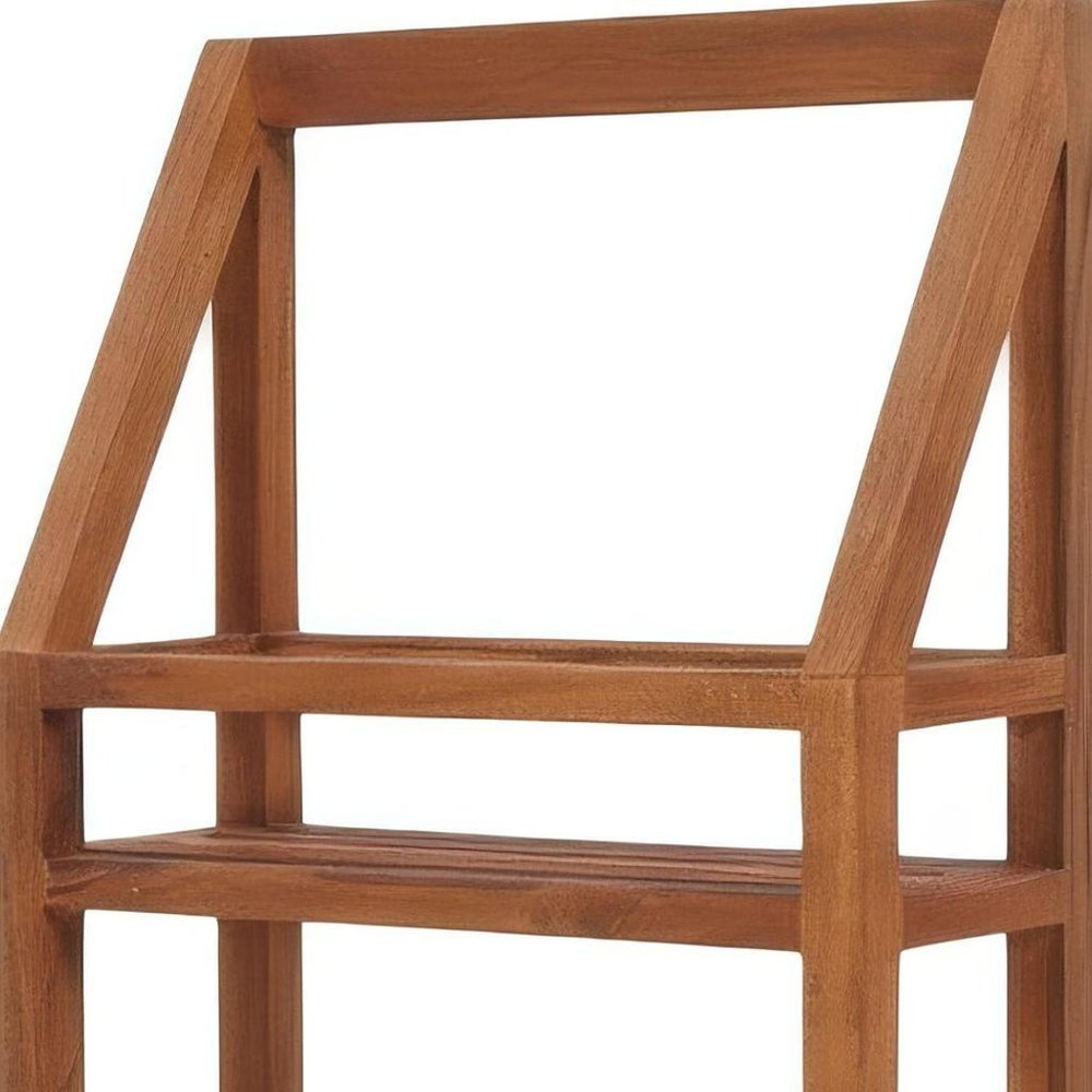 5" Brown Solid Wood Bathroom Storage Furniture Set. Bathroom storage in brown wood.