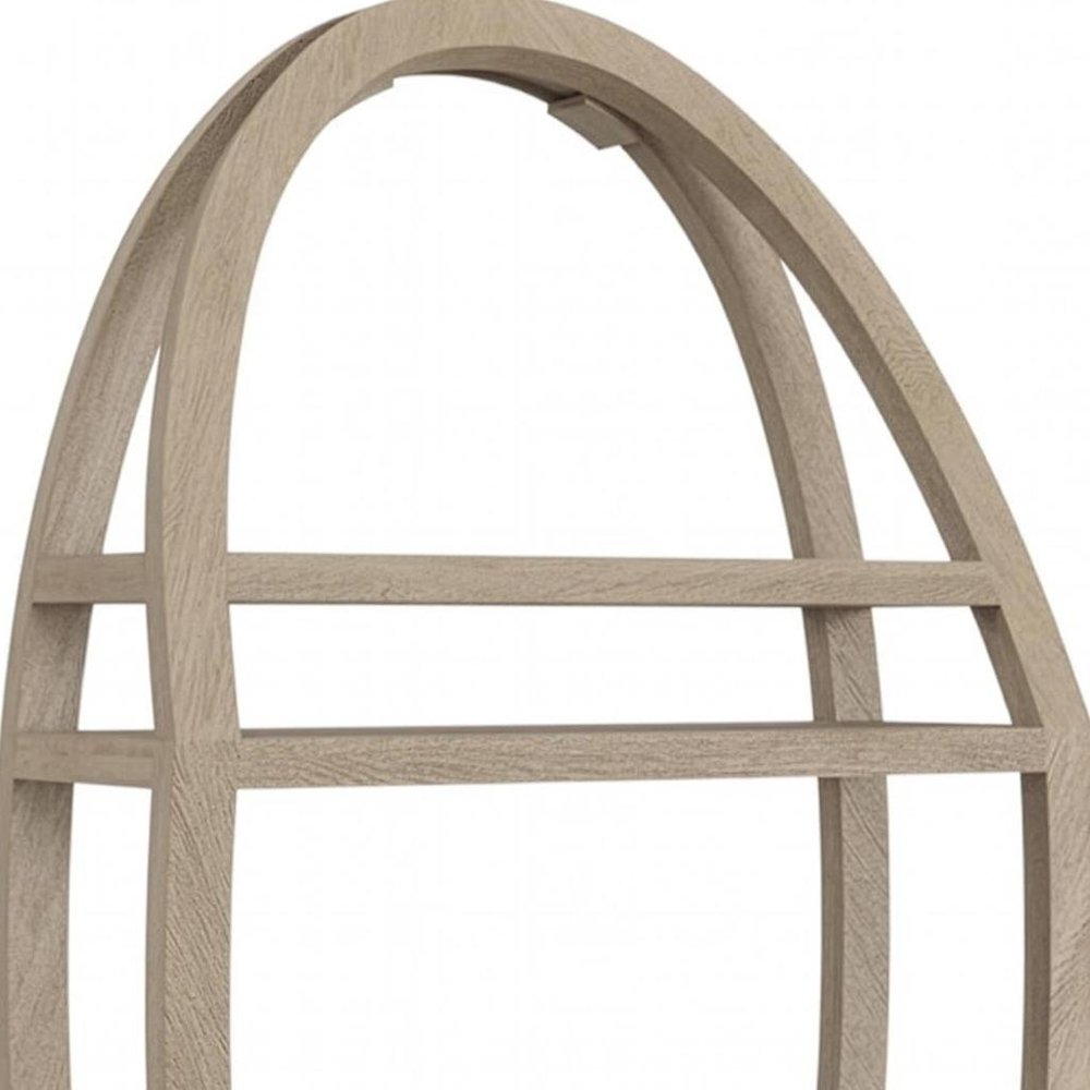 13" Gray Solid Wood Wall Mounted Shower Caddy. Bathroom storage isolated on a plain white background, showing a wood surface.