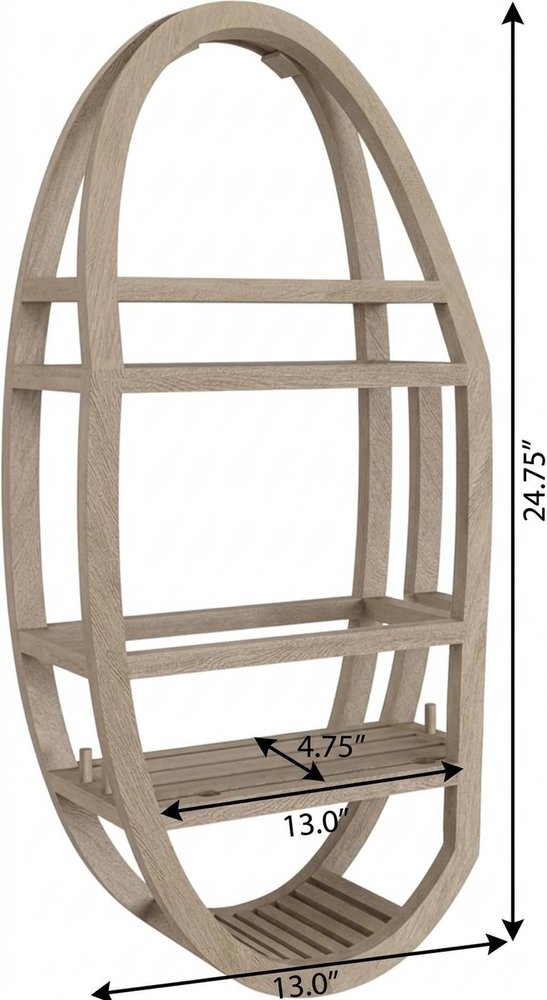 13" Gray Solid Wood Wall Mounted Shower Caddy. Bathroom storage isolated on a plain white background, showing a wood surface.