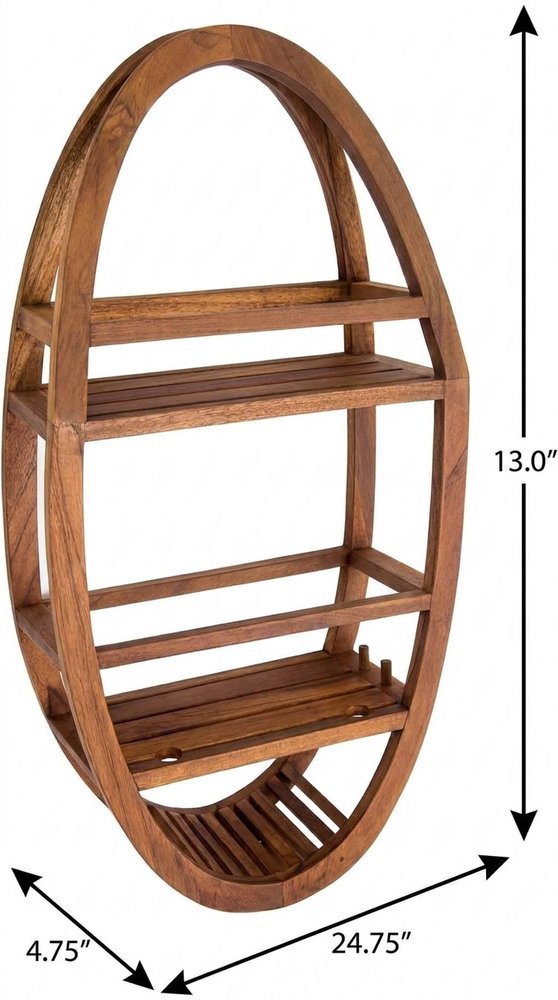 5" Brown Solid Wood Bathroom Storage Furniture Set