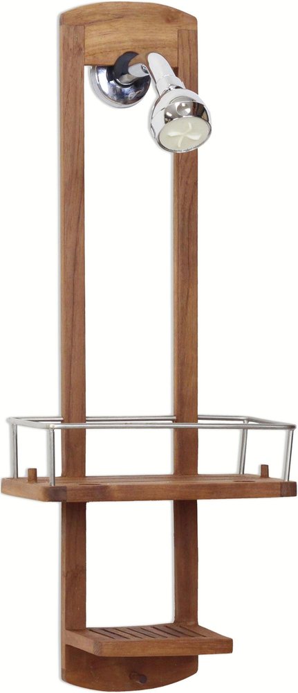 5" Brown Solid Wood Bathroom Storage Furniture Set