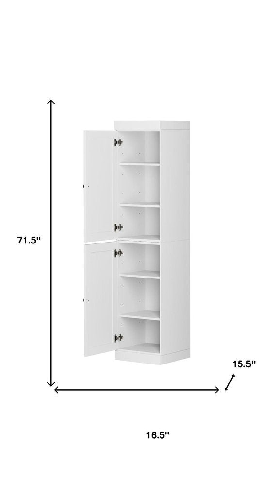 72" White Solid Wood Two Door Pantry Or Storage Closet