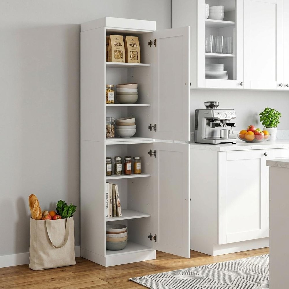 72" White Solid Wood Two Door Pantry Or Storage Closet