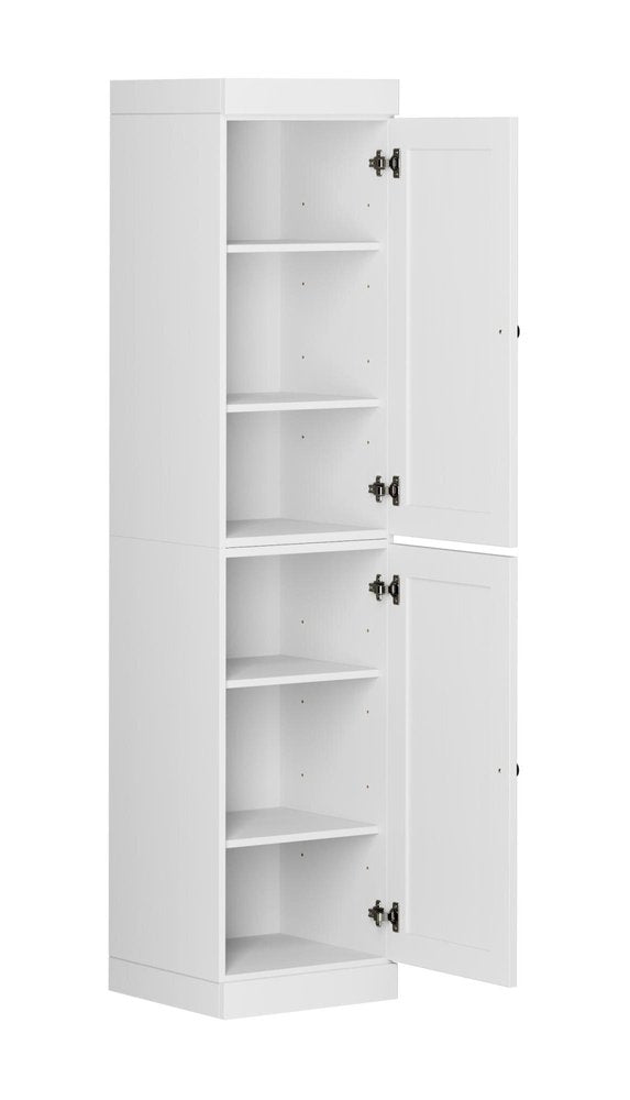 72" White Solid Wood Two Door Pantry Or Storage Closet