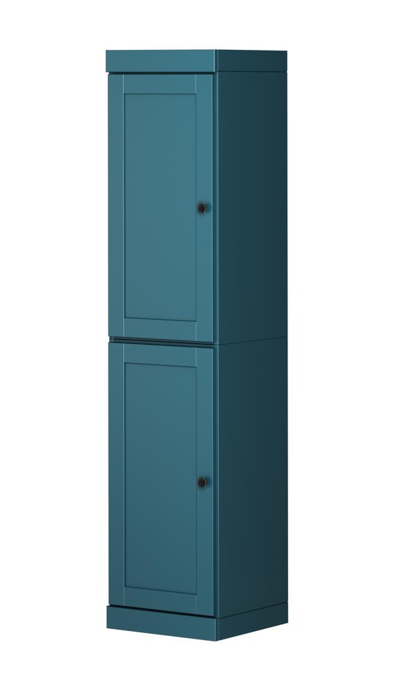 72" Teal Blue Solid Wood Two Door Pantry Or Storage Closet
