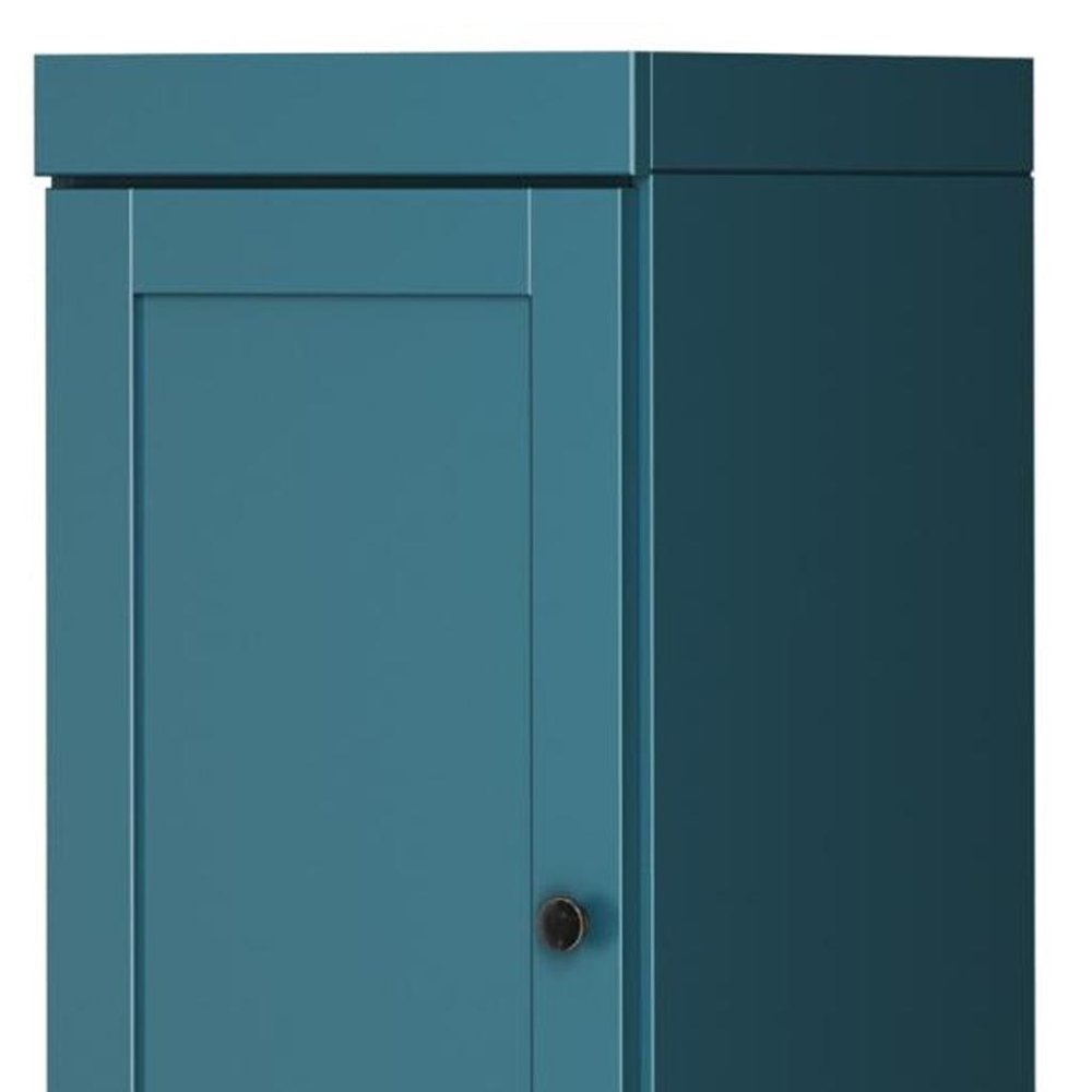 72" Teal Blue Solid Wood Two Door Pantry Or Storage Closet