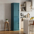 72" Teal Blue Solid Wood Two Door Pantry Or Storage Closet