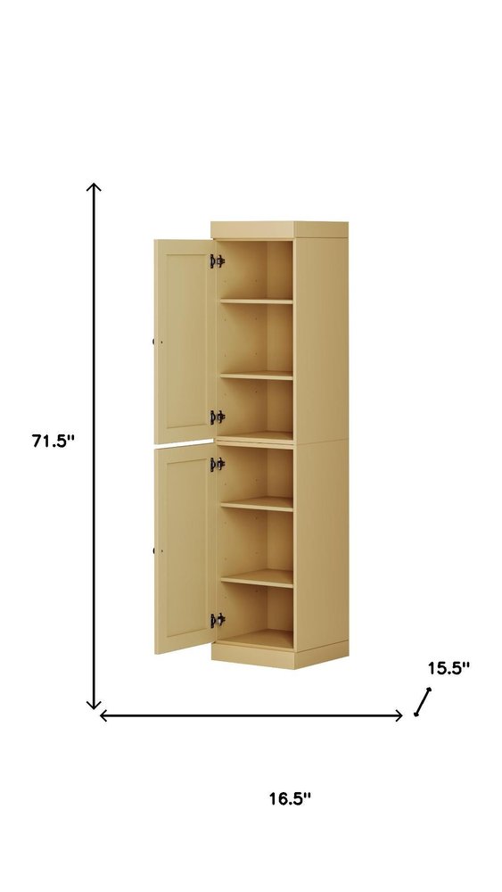 72" Yellow Solid Wood Two Door Pantry Or Storage Closet - SKU 748722