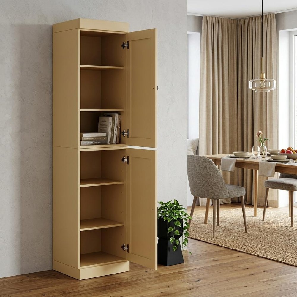 72" Yellow Solid Wood Two Door Pantry Or Storage Closet - SKU 748722