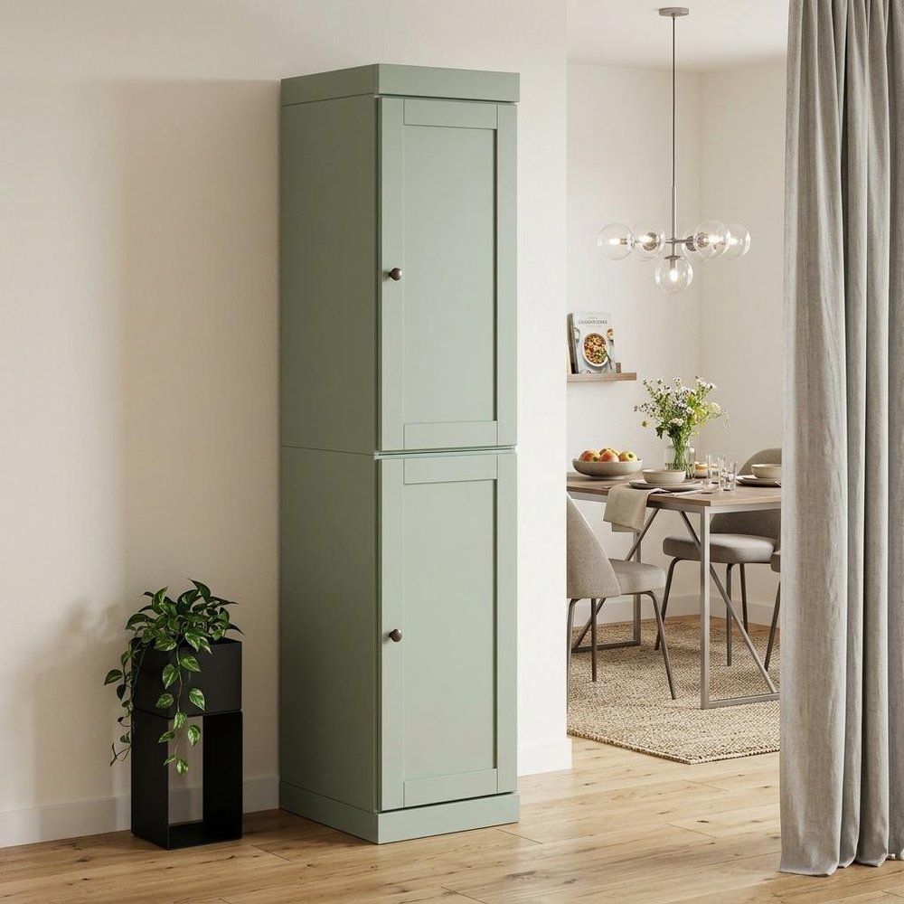 72" Sage Solid Wood Two Door Pantry Or Storage Closet