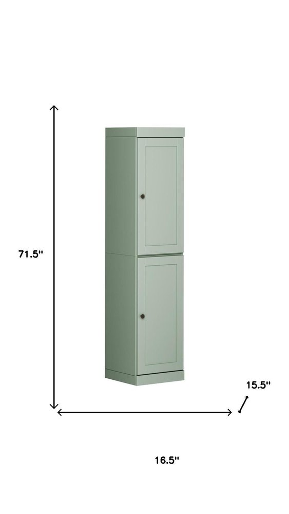 72" Sage Solid Wood Two Door Pantry Or Storage Closet