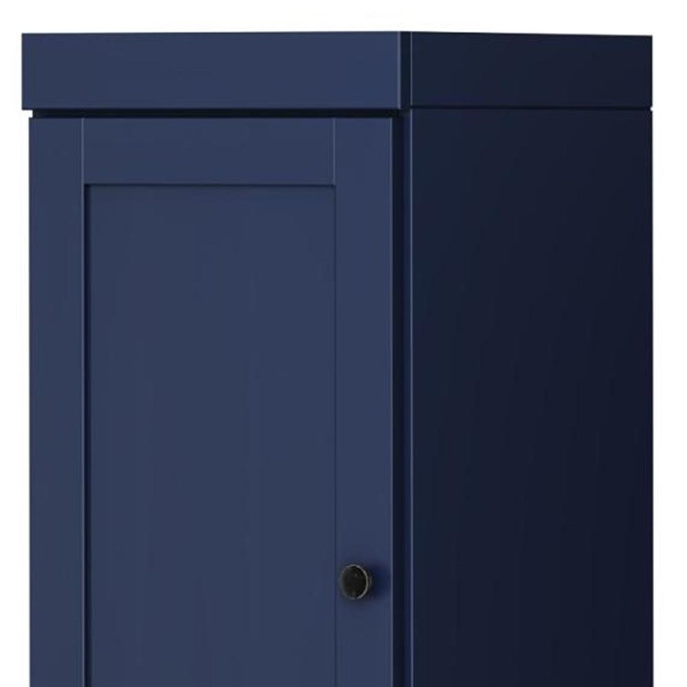 72" Navy Blue Solid Wood Two Door Pantry Or Storage Closet
