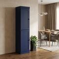 72" Navy Blue Solid Wood Two Door Pantry Or Storage Closet