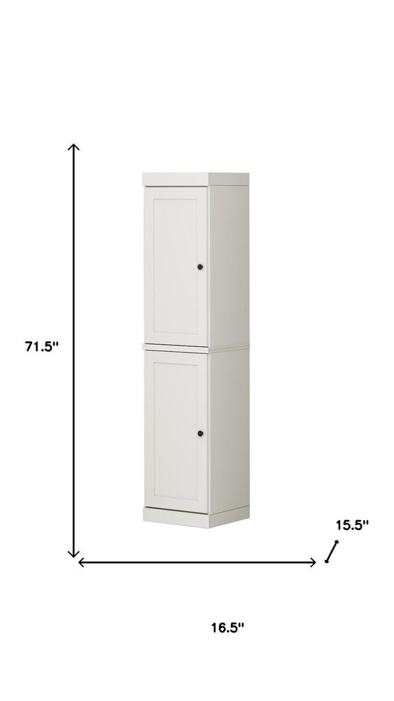 72" Off White Solid Wood Two Door Pantry Or Storage Closet