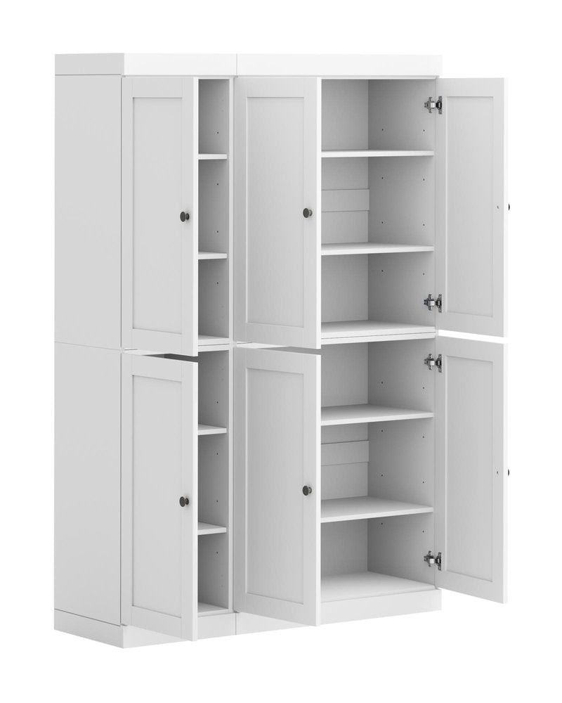 72" White Solid Wood 8 Pantry Or Storage Closet
