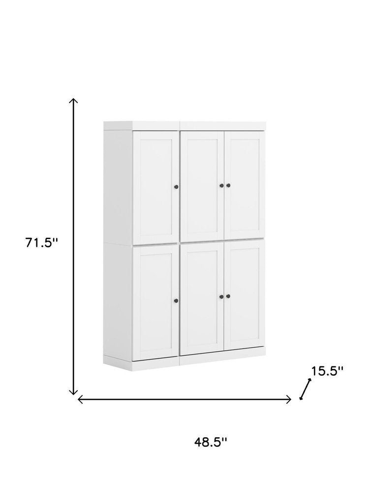 72" White Solid Wood 8 Pantry Or Storage Closet