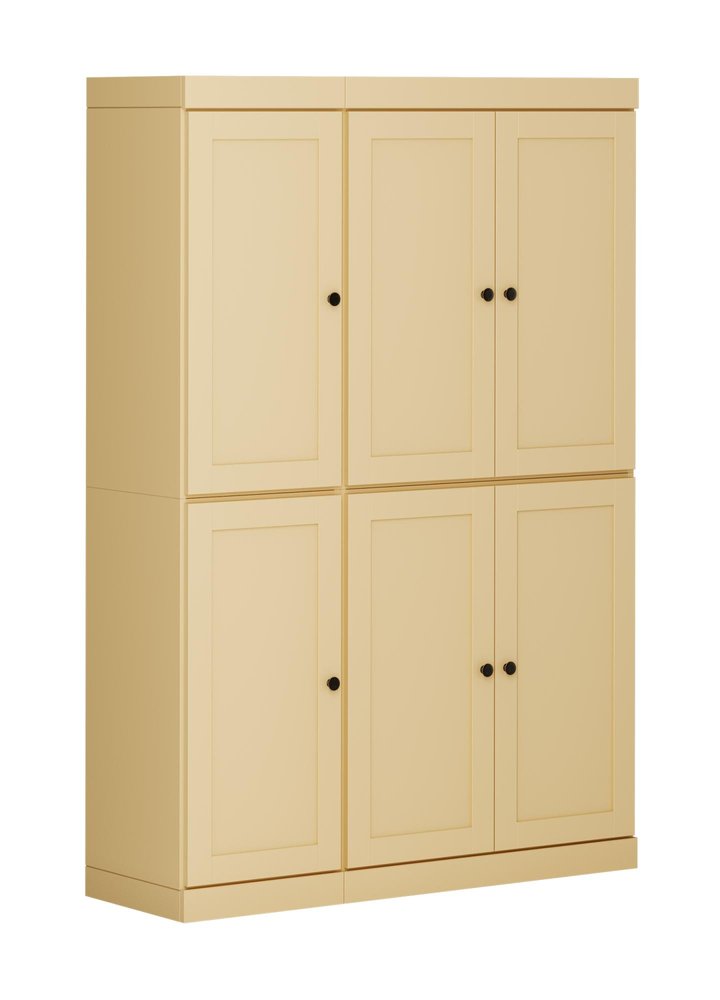 72" Yellow Solid Wood 8 Pantry Or Storage Closet