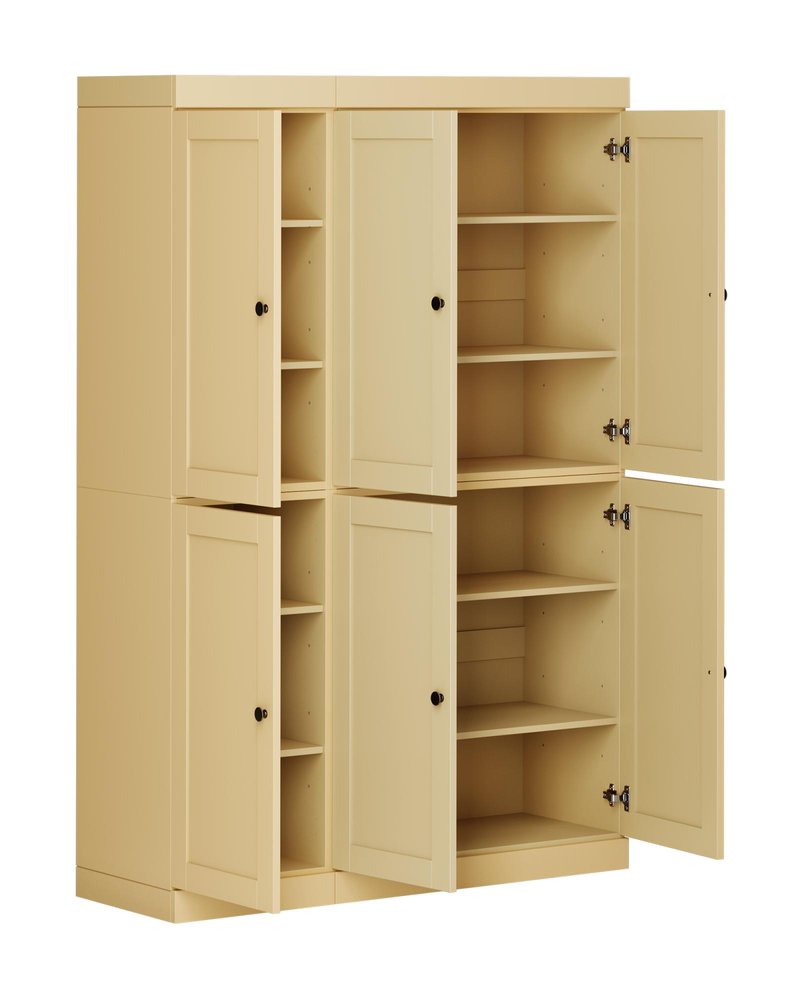 72" Yellow Solid Wood 8 Pantry Or Storage Closet