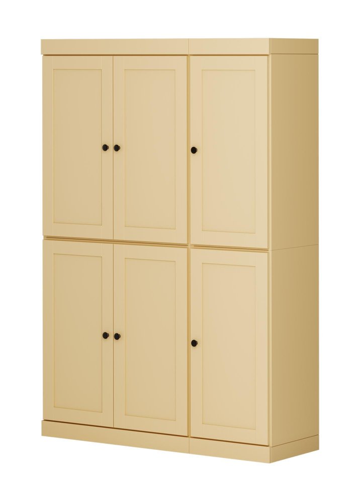72" Yellow Solid Wood 8 Pantry Or Storage Closet