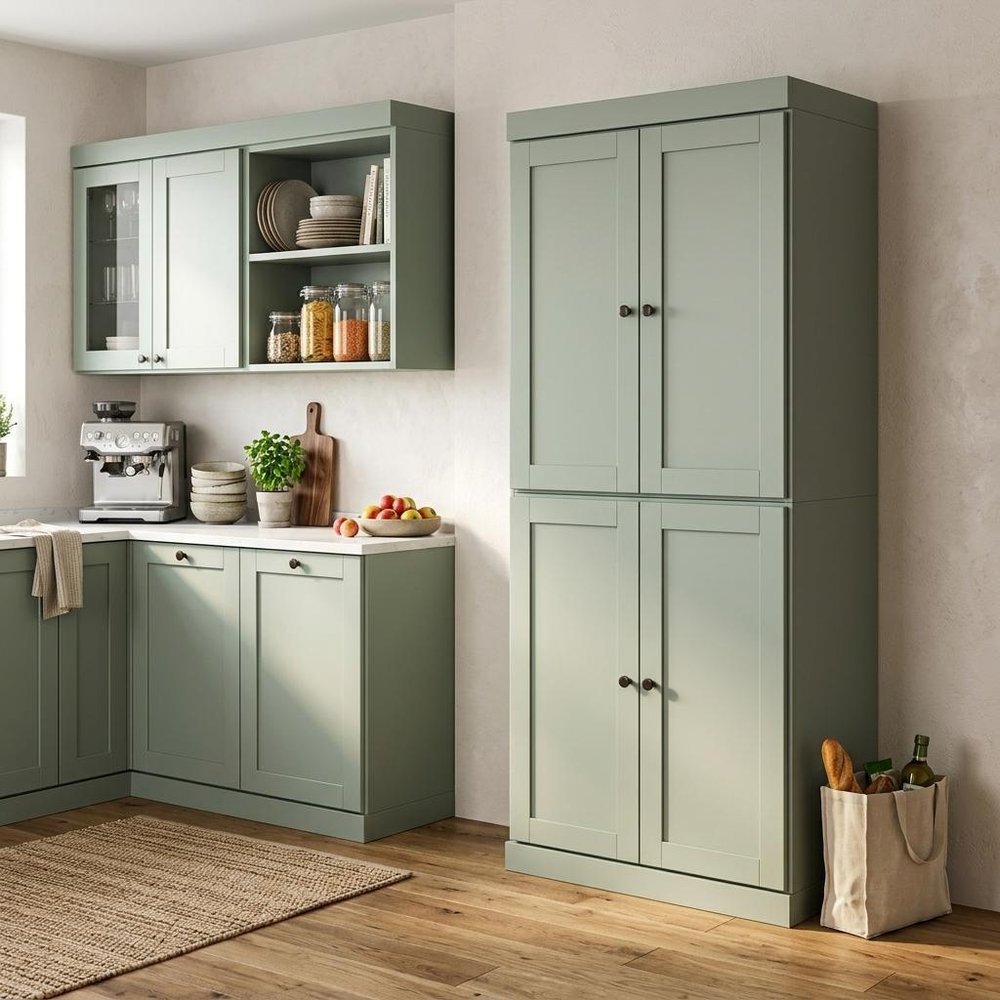 72" Sage Solid Wood 8 Pantry Or Storage Closet