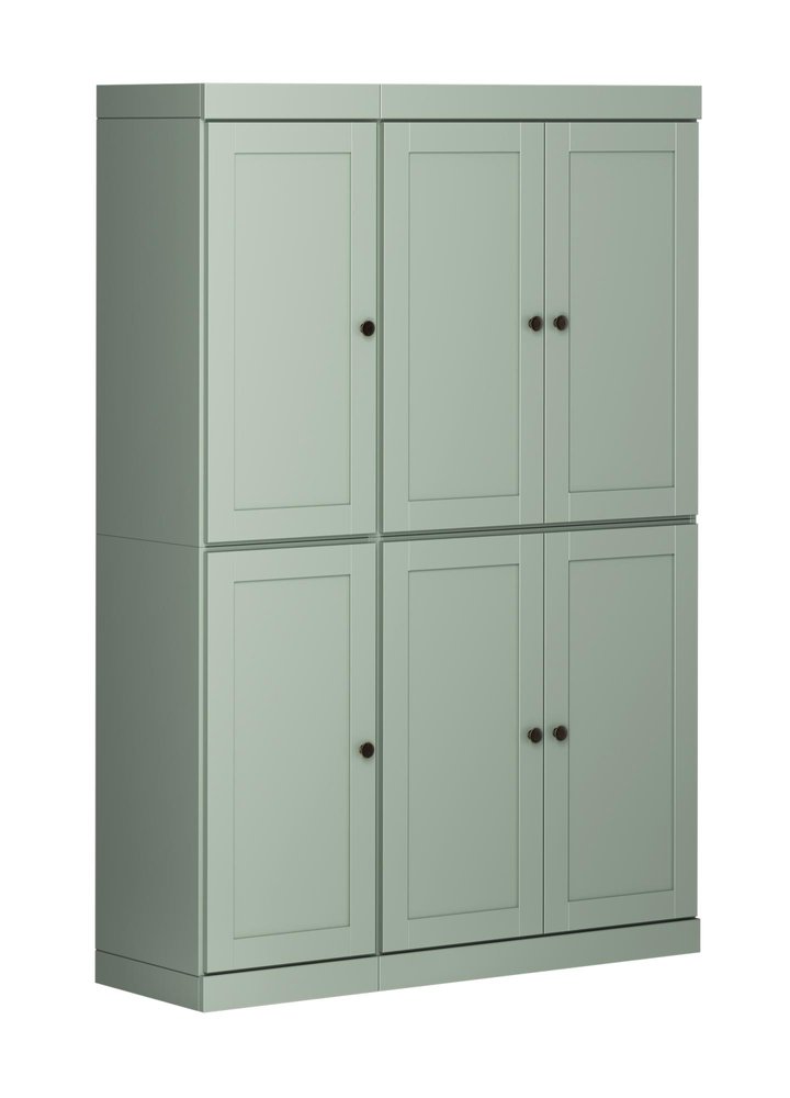 72" Sage Solid Wood 8 Pantry Or Storage Closet on a white background