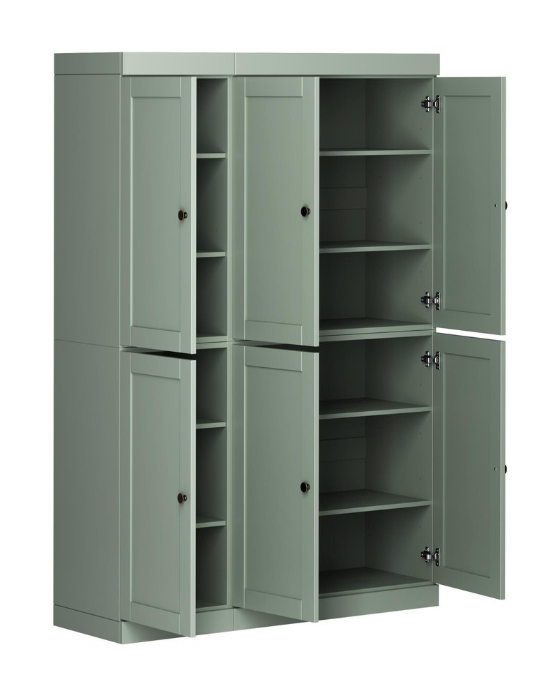 72" Sage Solid Wood 8 Pantry Or Storage Closet