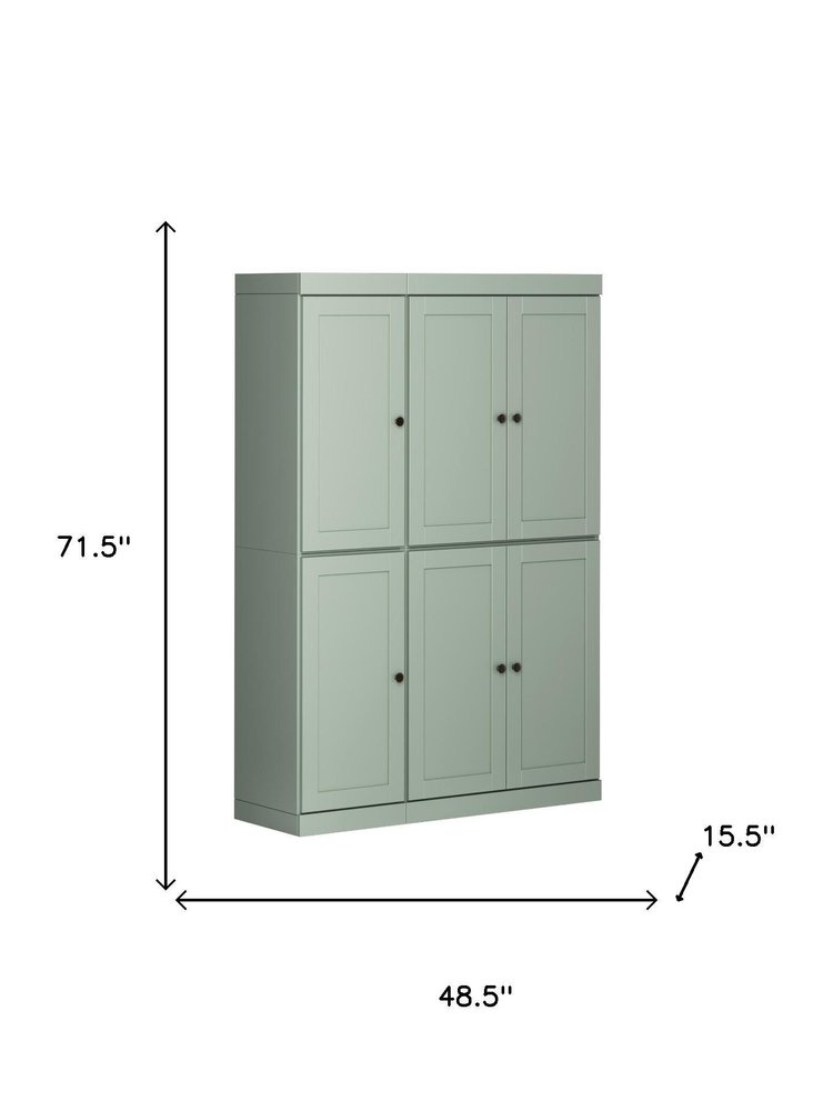 72" Sage Solid Wood 8 Pantry Or Storage Closet