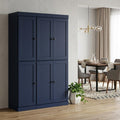 72" Navy Blue Solid Wood 8 Pantry Or Storage Closet