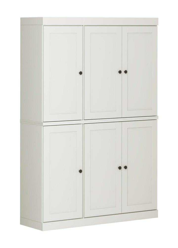 72" Off White Solid Wood 8 Pantry Or Storage Closet