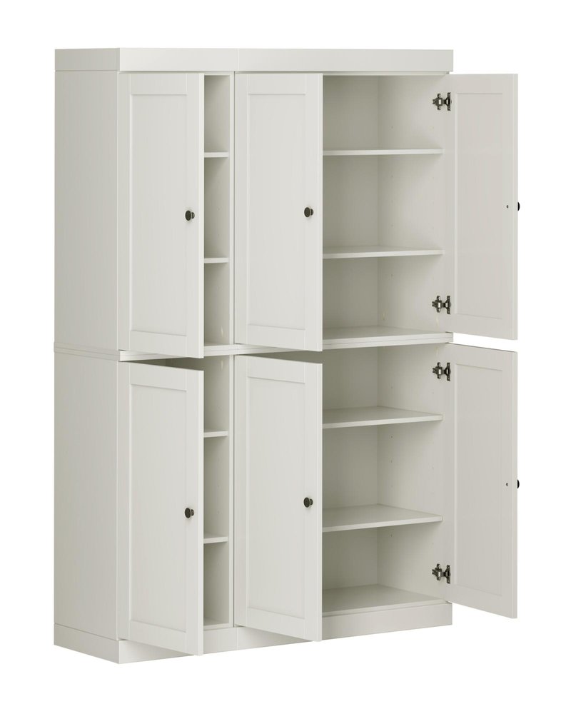 72" Off White Solid Wood 8 Pantry Or Storage Closet