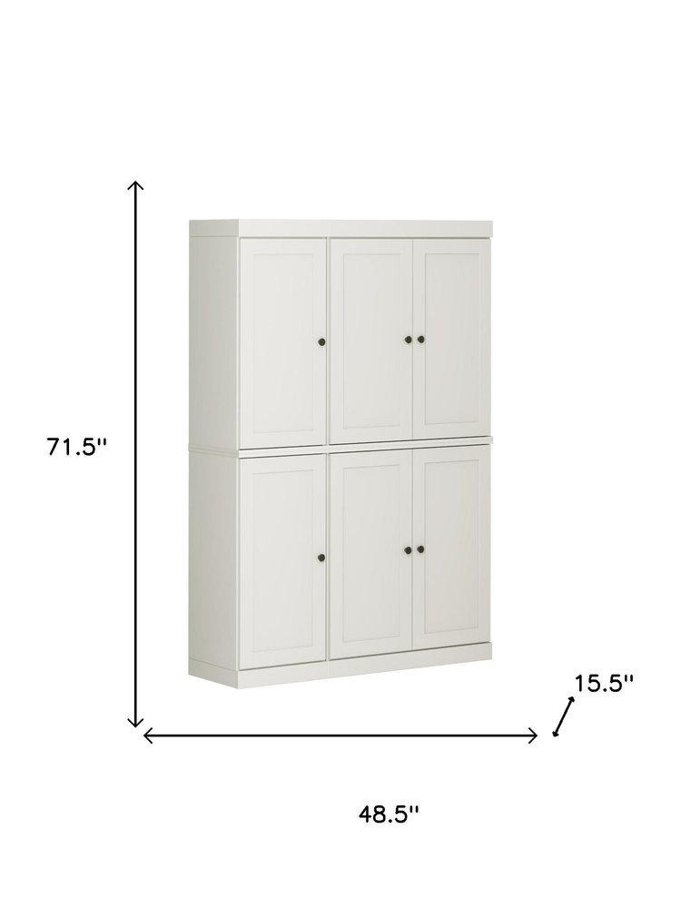 72" Off White Solid Wood 8 Pantry Or Storage Closet