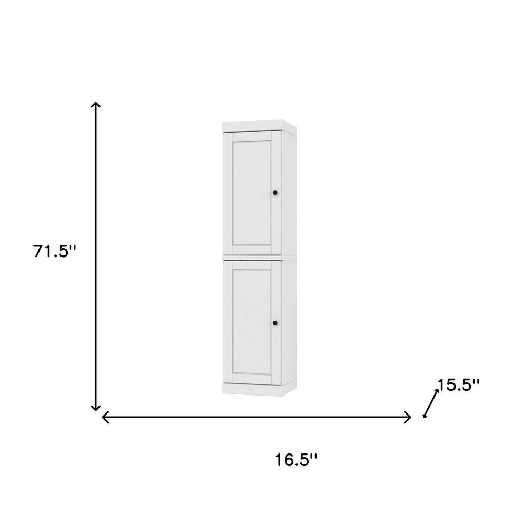 72" White Solid Wood Two Door Pantry Or Storage Closet