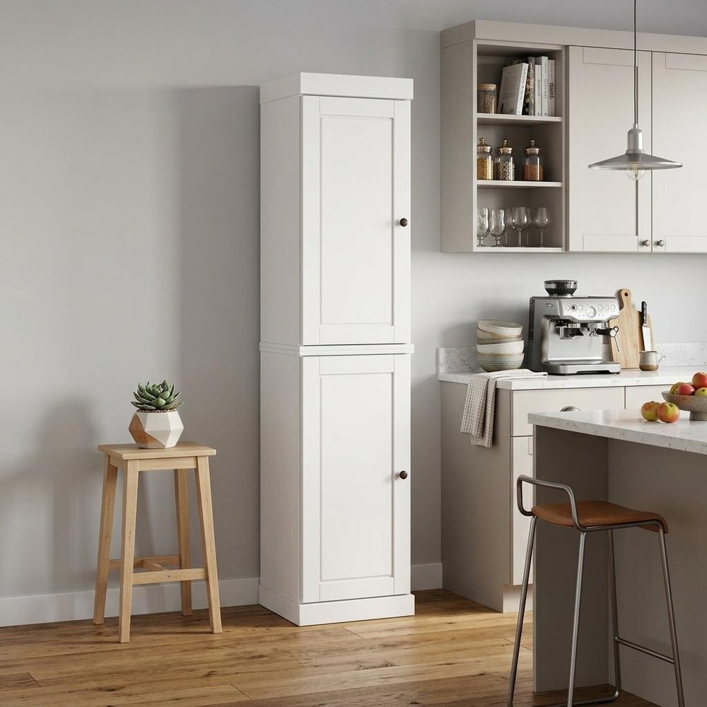 72" White Solid Wood Two Door Pantry Or Storage Closet
