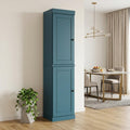 72" Teal Blue Solid Wood Two Door Pantry Or Storage Closet