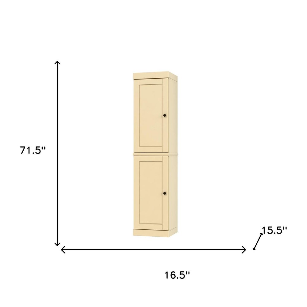 72" Yellow Solid Wood Two Door Pantry Or Storage Closet - SKU 748749