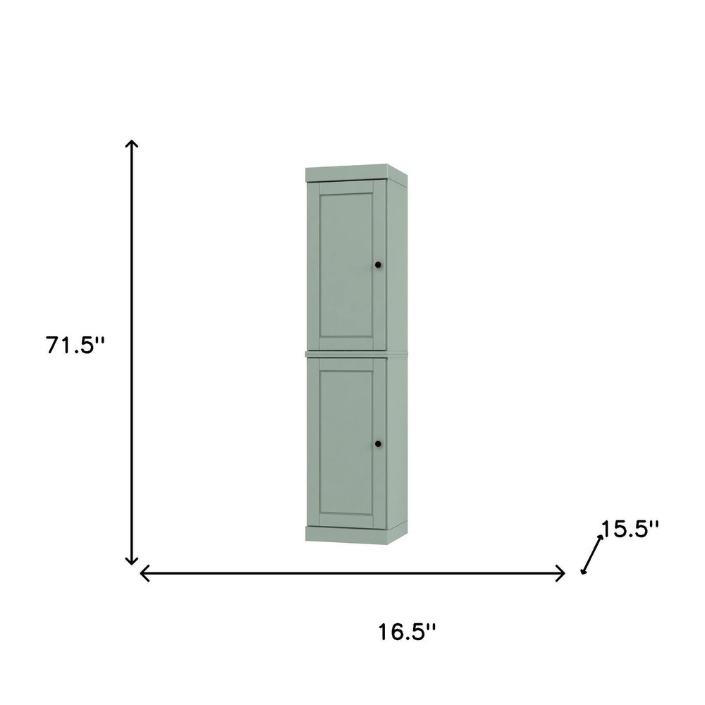 72" Sage Solid Wood Two Door Pantry Or Storage Closet