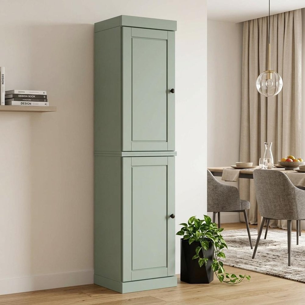 72" Sage Solid Wood Two Door Pantry Or Storage Closet