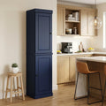 72" Navy Blue Solid Wood Two Door Pantry Or Storage Closet